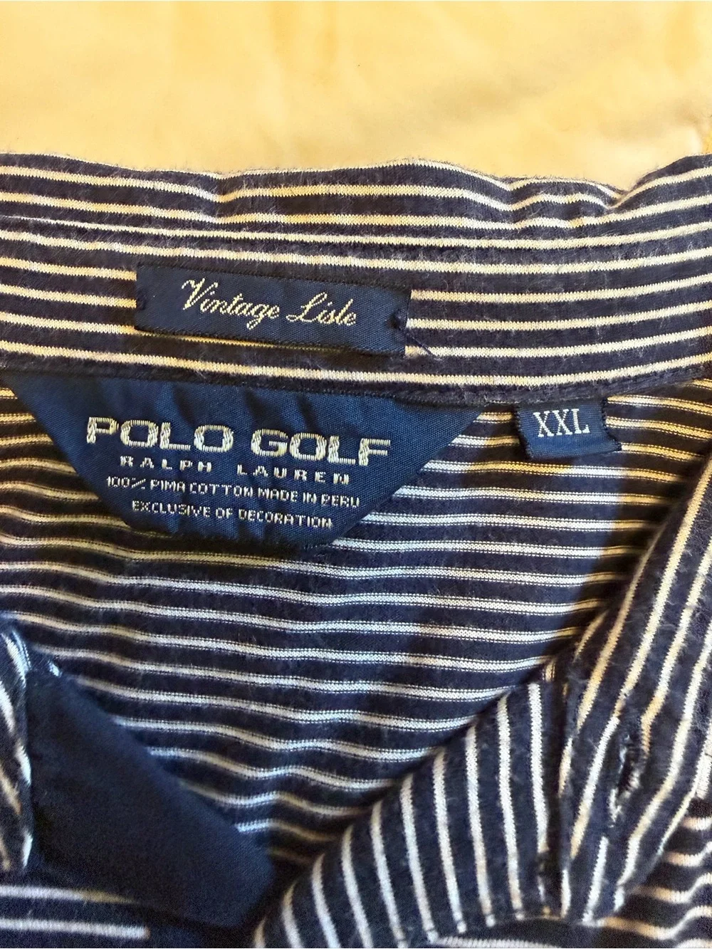 Ralph Lauren Navy and White Striped Polo
